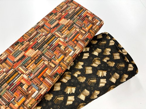 Old books cotton fabric - old,